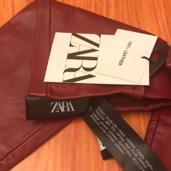 Zara 100% genuine leather red long opera gloves - Picture 8 of 11